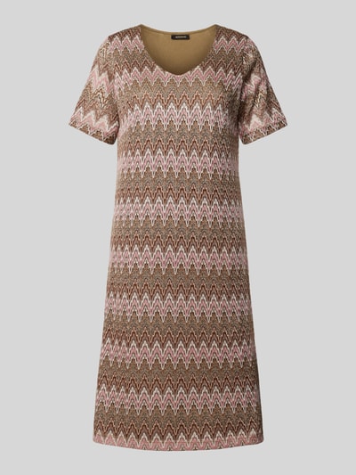 More & More Knielange jurk met zigzagmotief Olijfgroen - 2