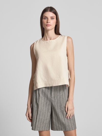 Neo Noir Top bluzkowy z okrągłym dekoltem model ‘Svetlana’ Beżowy 4