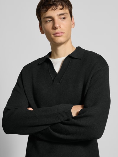 JACK & JONES Strickpullover mit V-Ausschnitt Modell 'COVER' Black 3