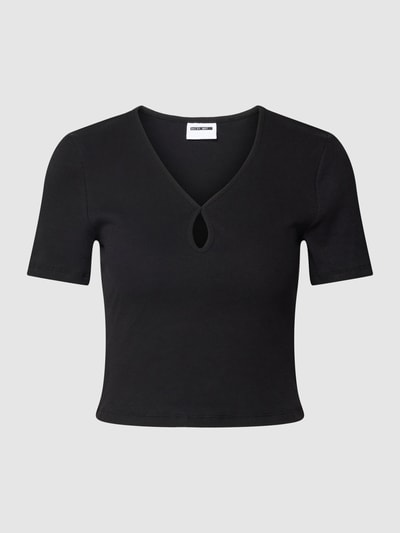 Noisy May Cropped T-Shirt mit Knoten-Detail Black 2