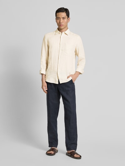 Marc O'Polo Regular fit linnen overhemd met opgestikte borstzak  Beige - 1