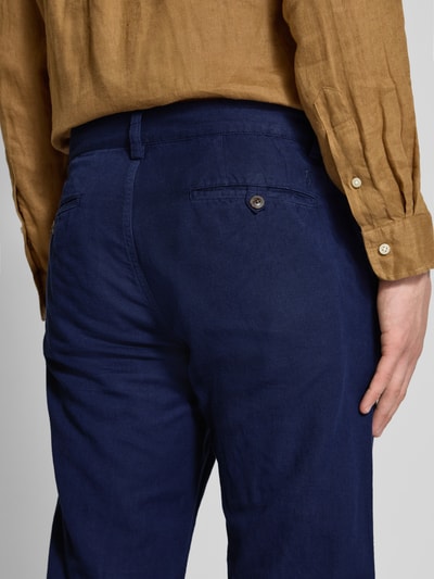 Polo Ralph Lauren Regular fit linnen broek met knoop- en ritssluiting Marineblauw - 3