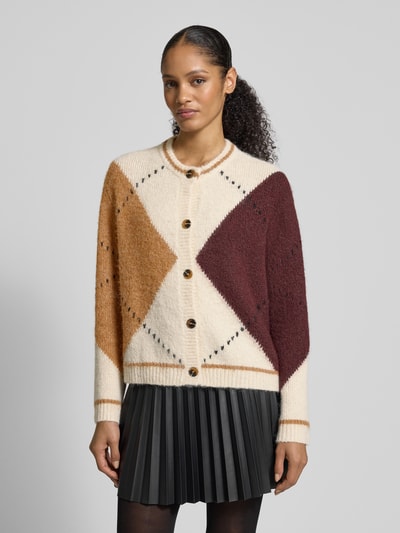 Jake*s Collection Regular Fit Jacke mit Woll-Anteil in Strick-Optik Ecru 4