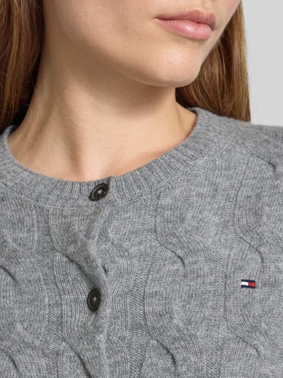 Tommy Hilfiger Regular fit gebreid jack met kabelpatroon van zuivere wol Lichtgrijs - 3