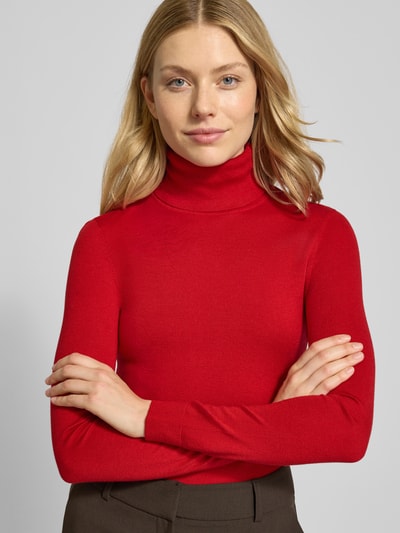 Lauren Ralph Lauren Sweter z golfem o kroju slim fit z dodatkiem jedwabiu model „ZOE” Czerwony 3