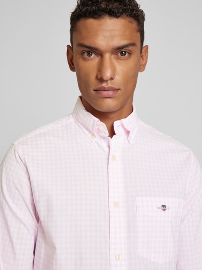 Gant Regular fit vrijetijdsoverhemd met vichyruit, model 'POPLIN' Rosé - 3