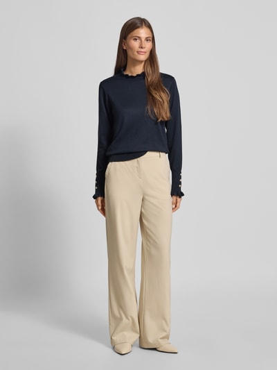 FREE/QUENT Regular Fit Longsleeve aus Viskose-Mix Modell 'Katie' Marine 1