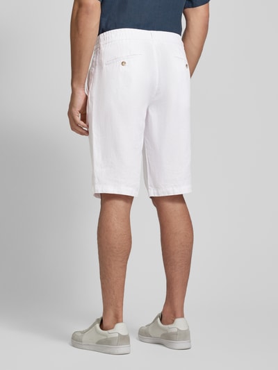 Marc O'Polo Regular fit korte linnen broek met riemlussen Wit - 5