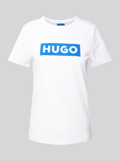 Hugo Blue T-Shirt mit Label-Print Weiss 2