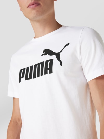 PUMA PERFORMANCE T-shirt van katoen met labelprint, model 'Logo Tee' Wit - 3