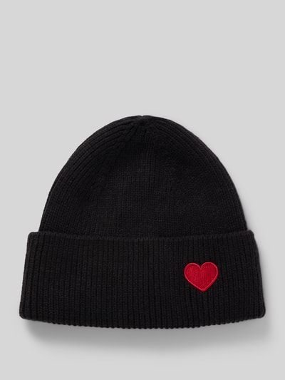Kurt Beines Czapka z dzianiny z wyhaftowanym motywem model ‘Happy Heart’ Czarny 1