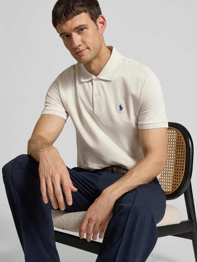 Polo Ralph Lauren Slim fit poloshirt met labelstitching Steengrijs - 3