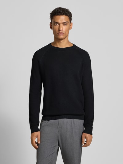 JOOP! Collection Strickpullover mit gerippten Abschlüssen Modell 'Nadion' Black 4