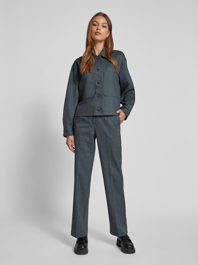 Tom Tailor Boxy fit overshirt met visgraatlook Antraciet - 1