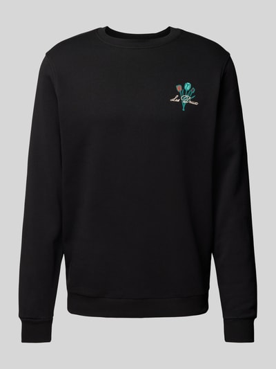 Les Deux Sweatshirt mit Label-Stitching Modell 'Bruno Café' Black 2