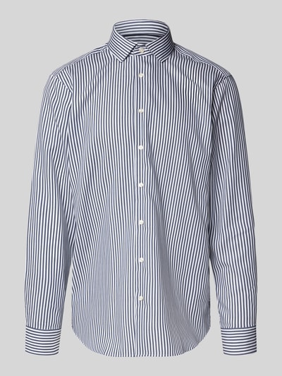 Christian Berg Men Regular fit zakelijk overhemd van puur katoen met streepmotief Marineblauw - 1