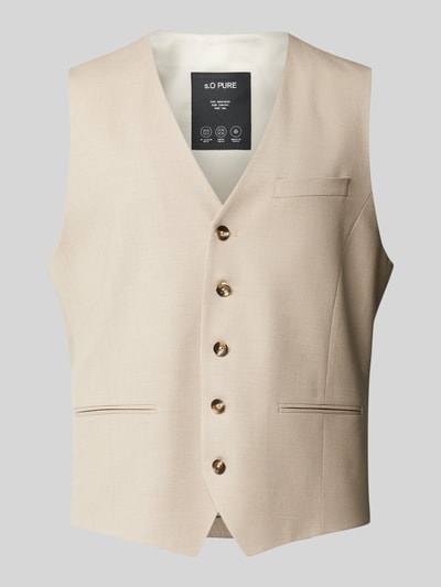 s.Oliver BLACK LABEL Slim Fit Anzugweste mit feiner Webstruktur Modell 'S.O PURE' Beige 2