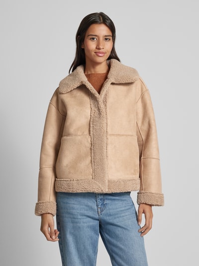 FREE/QUENT Sherpa Jacket mit Teilungsnähten Modell 'Lamby' Taupe 4