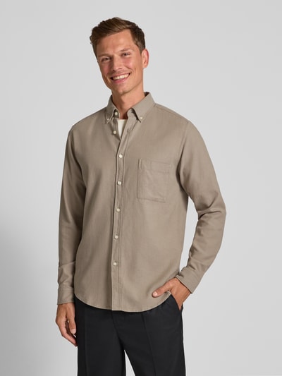 BOSS Orange Regular fit vrijetijdsoverhemd van puur katoen, model 'RICKERT' Olijfgroen - 4