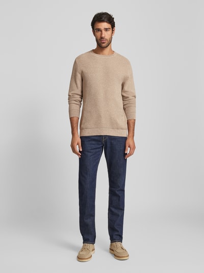 SELECTED HOMME Gebreide pullover met structuurmotief, model 'ROSS' Ecru gemêleerd - 1