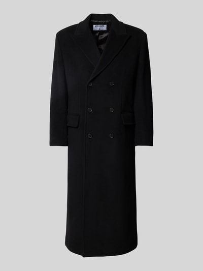Produktfoto, Mantel aus Baumwoll-Mix von Filippa K in Schwarz mit doppelreihiger Knopfleiste und Pattentaschen, gerade Passform