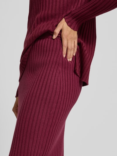 Soyaconcept Gebreide rok met structuurmotief, model 'KANITA' Bordeaux gemêleerd - 3