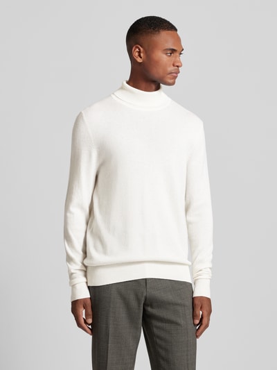 Christian Berg Men Wollpullover mit Rollkragen und Kaschmir-Anteil Offwhite Melange 4