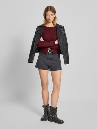 Pieces Kurtka z dzianiny o kroju slim fit z czystej bawełny model ‘MARIE’ Ciemnoczerwony 1