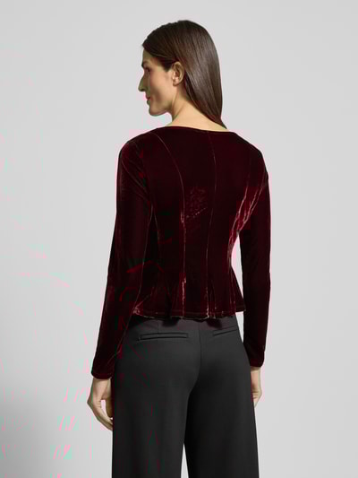 Mango Bluse aus Samt mit Schürung Modell 'XARANJA' Bordeaux 5