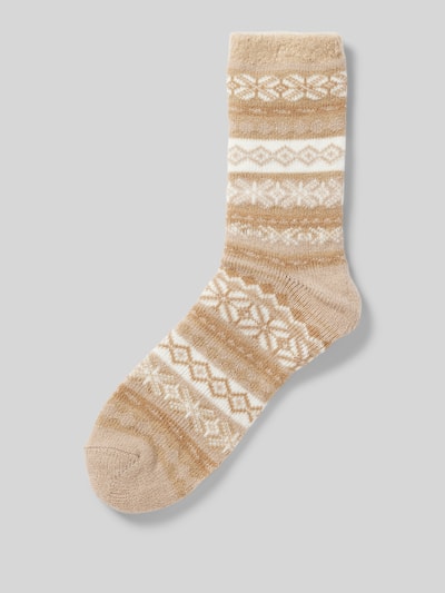 camano Socken mit Kunstfellbesatz Modell 'NORWEGIAN' Beige 1