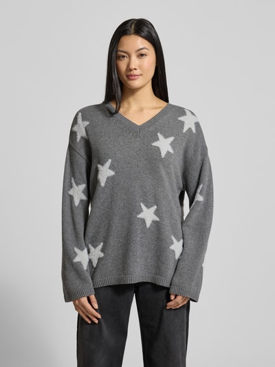 Smith and Soul Sweter z dzianiny o luźnym kroju z domieszką kaszmiru Średnioszary melanż 4