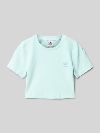 adidas Originals Cropped T-Shirt mit Logo-Print und Rundhalsausschnitt Tuerkis 1