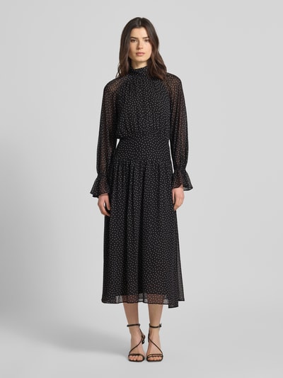 MANGO Midikleid mit kleinem Stehkragen Modell 'POLKY' Black 4