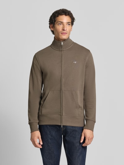 GANT Regular Fit Sweatjacke aus Baumwoll-Mix Taupe 4