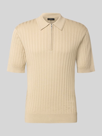 Produktfoto, Slim Fit Poloshirt mit Reißverschluss von Matinique aus Reine Baumwolle im Strickshirt Stil mit Ripp-Optik und Polokragen.