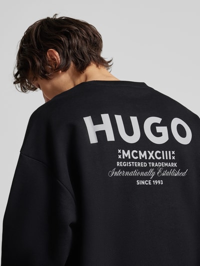 Hugo Blue Oversized Sweatshirt mit Label-Print Modell 'Naviu' Black 3