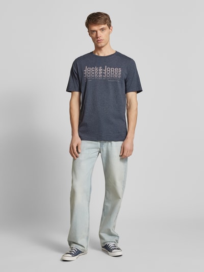 Jack & Jones T-Shirt mit Label-Print Modell 'TEX' Marine 1