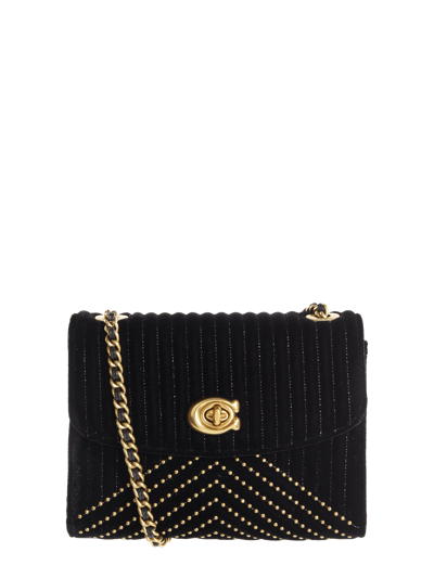 COACH Samt Crossbody Bag mit Steppnähten Black 2