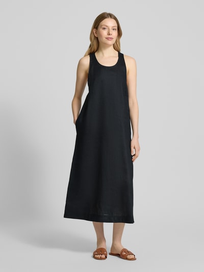 MM Sukienka lniana z wpuszczanymi kieszeniami model ‘DOUGLAS’ Czarny 4