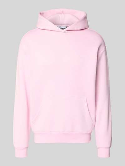 Produktfoto, Hoodie mit Känguru-Tasche von REVIEW in Rosa, Baumwollmischung, lockere Passform, Kapuze, Label-Detail, elastische Abschlüsse