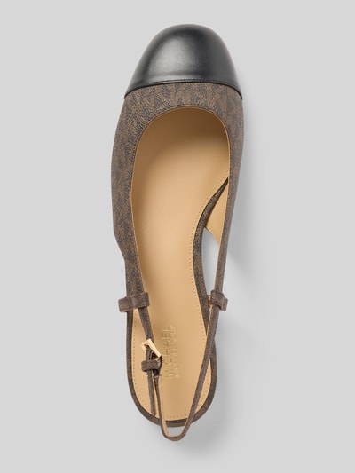 MICHAEL Michael Kors Leren ballerina's met bevestigingsriempje, model 'PERLA' Donkerbruin - 3