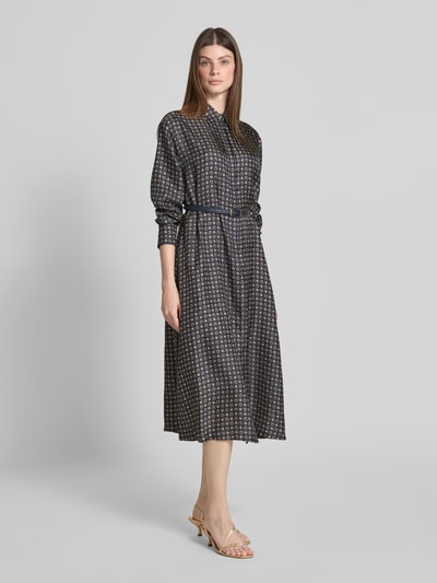 Max Mara Studio Sukienka koszulowa taliowana z czystego jedwabiu model ‘MISTER’ Granatowy 1