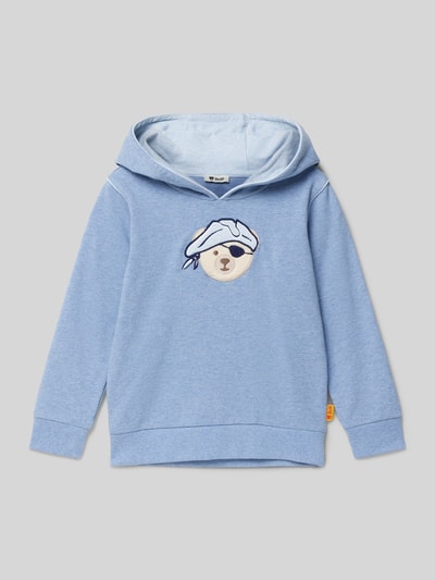 Steiff Hoodie met motiefbadge Bleu - 1