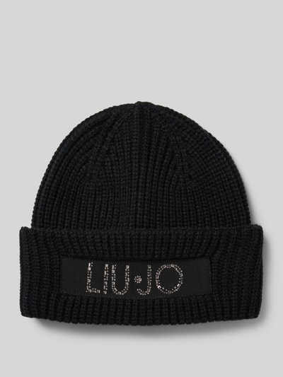 Liu Jo White Beanie mit Label-Patch Black 1