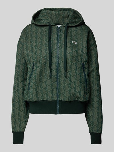 Lacoste Sport Sweatjacke mit Kapuze Modell 'Jacquard' Khaki 2