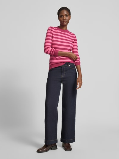 Christian Berg Woman Gebreide pullover met ronde hals Fuchsia - 1