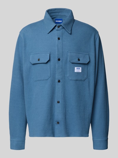 Hugo Blue Oversized Freizeithemd in Waffel-Optik Modell 'EKYNONE' Jeansblau 2
