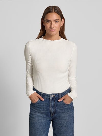 Tom Tailor Denim Slim Fit Langarmshirt mit Viskose-Anteil Offwhite 4