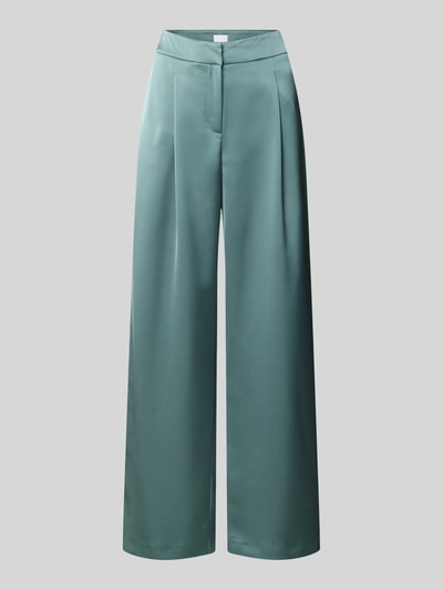 Produktfoto, Hose mit weitem Bein und Falten von Jake*s Cocktail, satynowa, zielony odcień, szeroka nogawka, fałdy, tylna kieszeń, szerokość w rozmiarze 36: 34 cm, długość nogawki wewnętrznej w rozmiarze 36: 82 cm