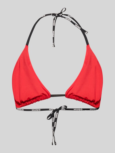 Produktfoto, Bikini-Oberteil mit Logo-Applikation Modell 'PURE TRIANGLE' von HUGO, czerwony stretch, gładka faktura, odpinane wkładki push up, bez fiszbin